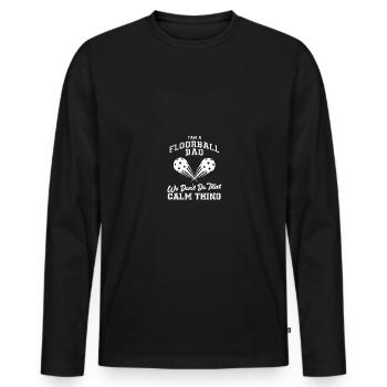 Drôle de Floorball Floorball T Shirt Cadeau - T-shirt manches longues Premium bio Homme - noir - Devant - Nico (187cm)