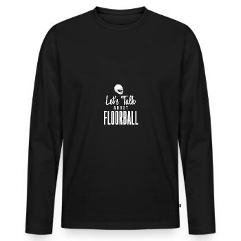 Drôle de Floorball Floorball T Shirt Cadeau - T-shirt manches longues Premium bio Homme - noir - Devant - Nico (187cm)