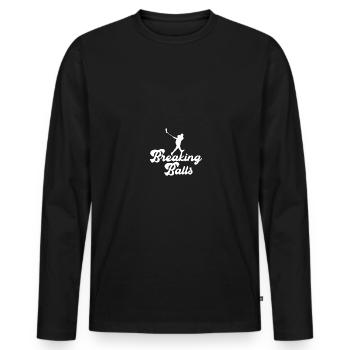 Lustiges Unihockey Floorball T Shirt Geschenk - Männer Premium Bio Langarmshirt - Schwarz - Vorne - Nico (187cm)