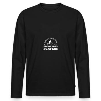 Drôle de Floorball Floorball T Shirt Cadeau - T-shirt manches longues Premium bio Homme - noir - Devant - Nico (187cm)