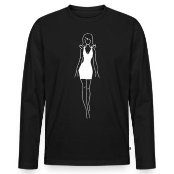 Frau im weißen Kleid - Männer Premium Bio Langarmshirt - Schwarz - Vorne - Nico (187cm)