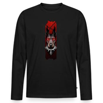 Doberman féroce : Éblouissement cramoisi - T-shirt manches longues Premium bio Homme - noir - Devant - Nico (187cm)