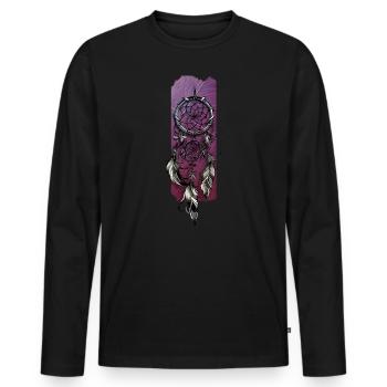 Murmures de rêves : L’attrape-rêves - T-shirt manches longues Premium bio Homme - noir - Devant - Nico (187cm)