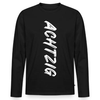 80 / Achtzig / 80. Geburtstag - Männer Premium Bio Langarmshirt - Schwarz - Vorne - Nico (187cm)