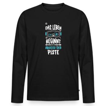Das Leben beginnt abseits der Piste - Männer Premium Bio Langarmshirt - Schwarz - Vorne - Nico (187cm)