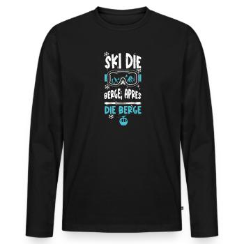 Ski die Berge, Apres die Berge - Männer Premium Bio Langarmshirt - Schwarz - Vorne - Nico (187cm)