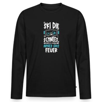 Ski die Schnees, Apres das Feuer - Männer Premium Bio Langarmshirt - Schwarz - Vorne - Nico (187cm)
