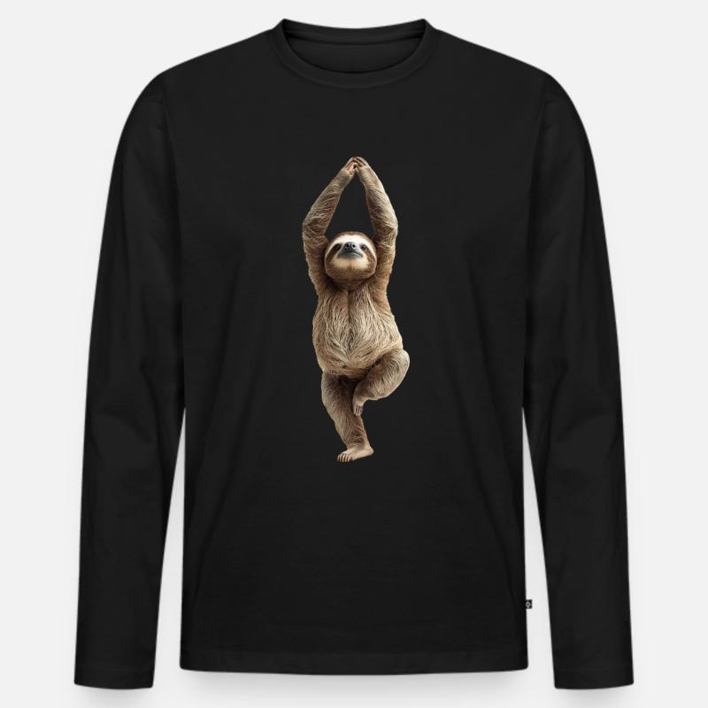 Faultier - Männer Premium Bio Langarmshirt - Schwarz