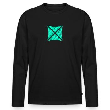 Abstrait Polygone Design Turquoise - T-shirt manches longues Premium bio Homme - noir - Devant - Nico (187cm)