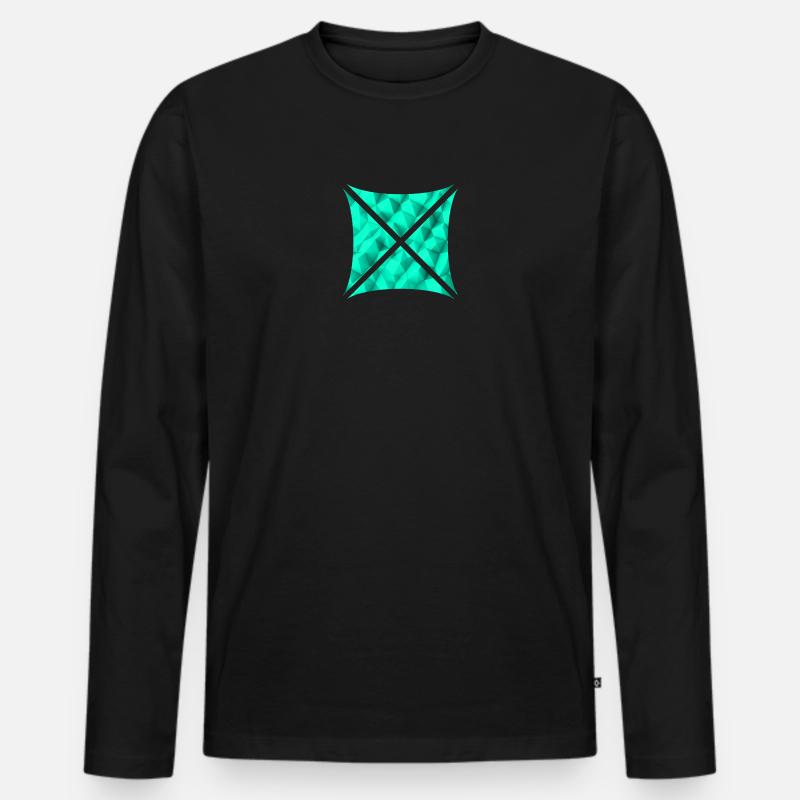 Abstraktes Polygon Design türkis - Männer Premium Bio Langarmshirt - Schwarz