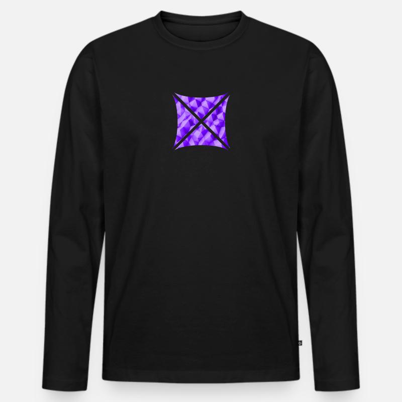 Abstraktes Polygon Design lila - Männer Premium Bio Langarmshirt - Schwarz