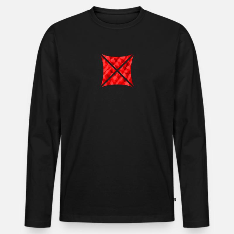 Abstraktes Polygon Design rot - Männer Premium Bio Langarmshirt - Schwarz
