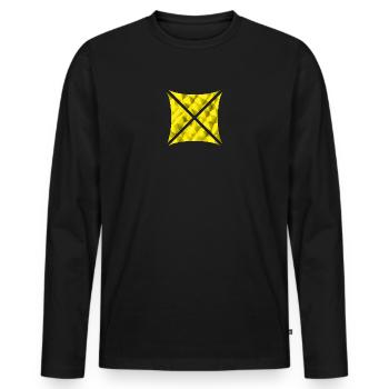Conception de polygone abstrait jaune - T-shirt manches longues Premium bio Homme - noir - Devant - Nico (187cm)
