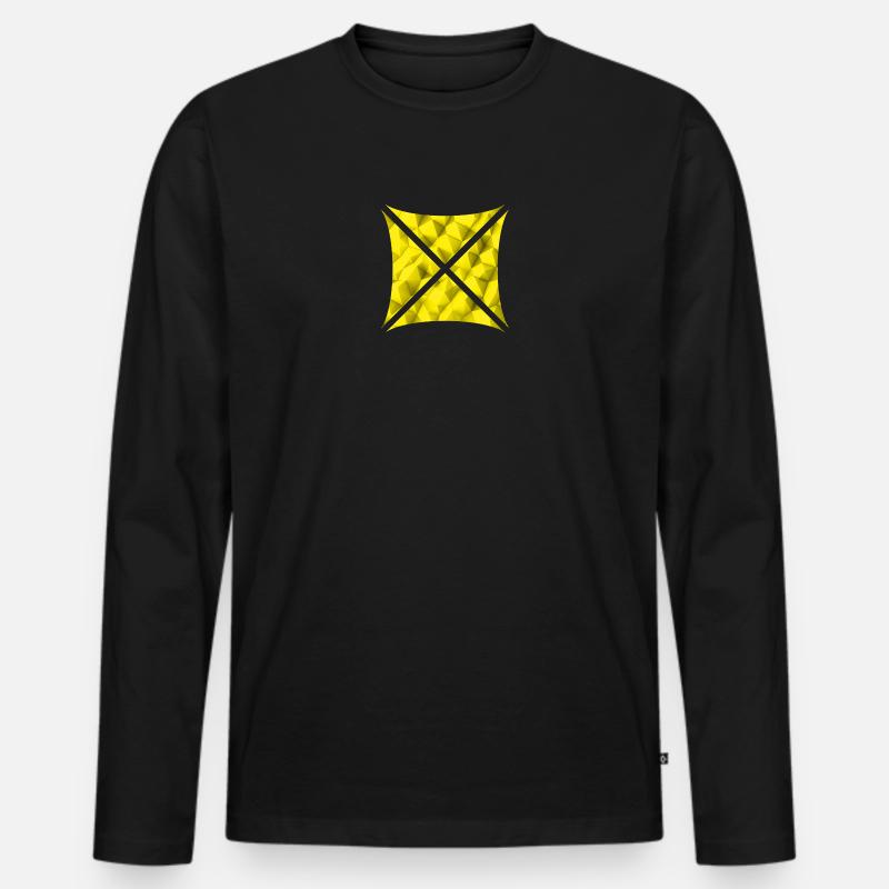 Abstraktes Polygon Design gelb - Männer Premium Bio Langarmshirt - Schwarz