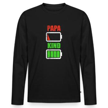 Papa père fils enfant fille cadeau de naissance - T-shirt manches longues Premium bio Homme - noir - Devant - Nico (187cm)