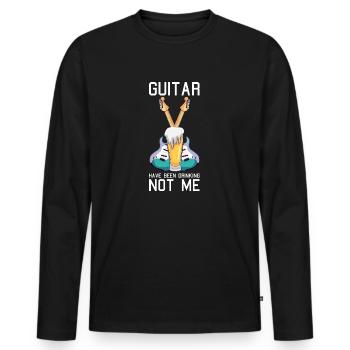 Lustiges E-Gitarren Spruch Motiv und Gitarrist - Männer Premium Bio Langarmshirt - Schwarz - Vorne - Nico (187cm)