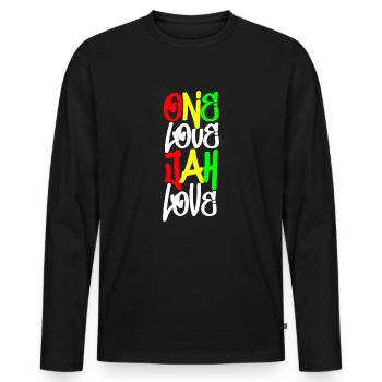 Rasta Liebe - Männer Premium Bio Langarmshirt - Schwarz - Vorne - Nico (187cm)