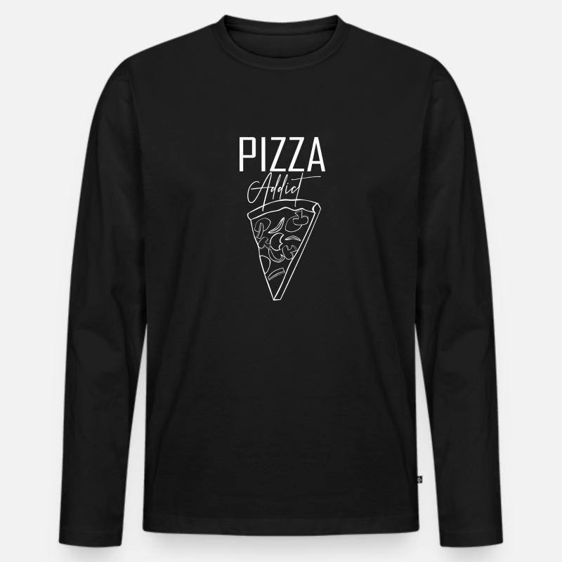 Pizza addict - Männer Premium Bio Langarmshirt - Schwarz