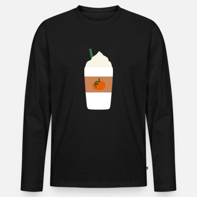 Pumpkin Spice Latte - Männer Premium Bio Langarmshirt - Schwarz