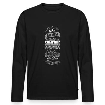 Zeit Sand Modern - Männer Premium Bio Langarmshirt - Schwarz - Vorne - Nico (187cm)