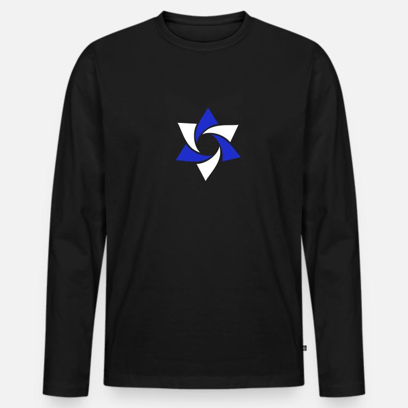Davidstern - Männer Premium Bio Langarmshirt - Schwarz