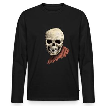 Schädel mit Tuch - Männer Premium Bio Langarmshirt - Schwarz - Vorne - Nico (187cm)