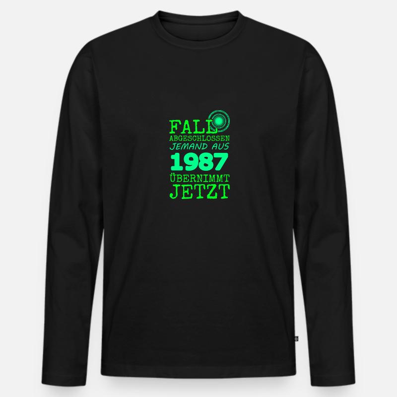 Jahr 1987 - Männer Premium Bio Langarmshirt - Schwarz