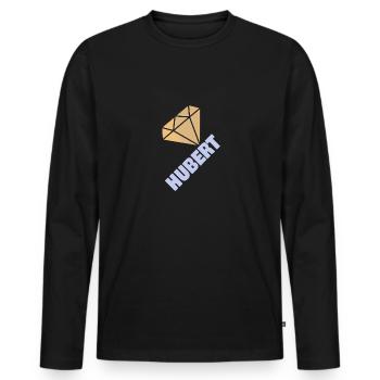 Hubert als Edel - Männer Premium Bio Langarmshirt - Schwarz - Vorne - Nico (187cm)