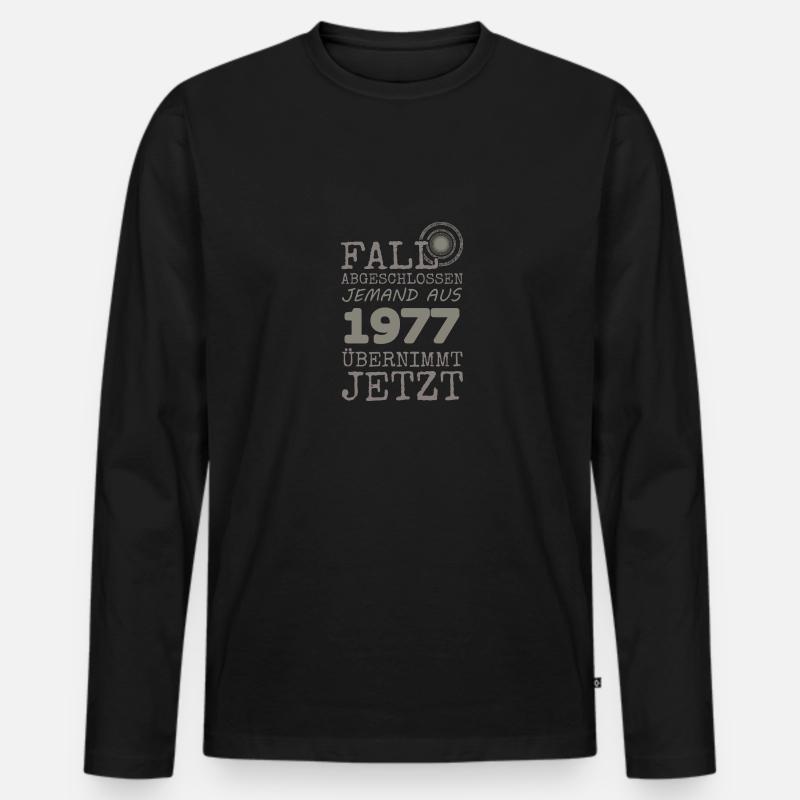 1977 - Männer Premium Bio Langarmshirt - Schwarz