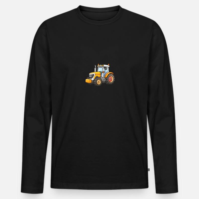 Niedlicher Traktor - Männer Premium Bio Langarmshirt - Schwarz