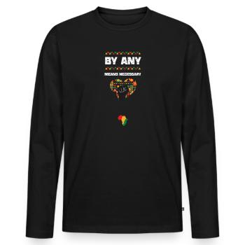 By Any Means Necessary - Männer Premium Bio Langarmshirt - Schwarz - Vorne - Nico (187cm)