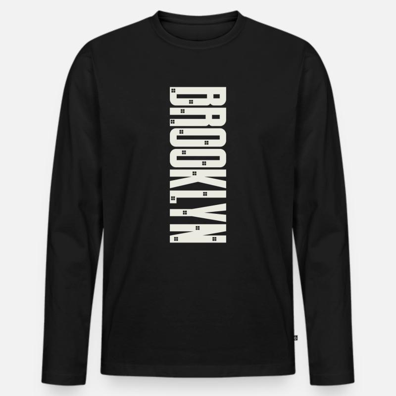 Brooklyn - Männer Premium Bio Langarmshirt - Schwarz