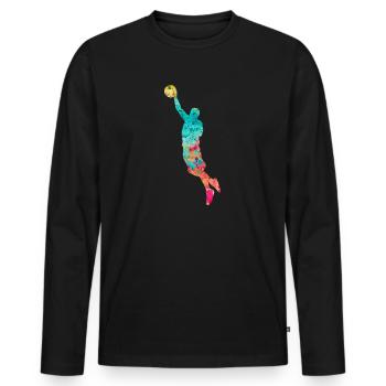 Basketball Player - PopArt - Männer Premium Bio Langarmshirt - Schwarz - Vorne - Nico (187cm)