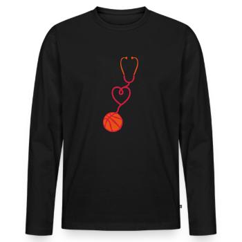 basketball stethoscope coeur love - T-shirt manches longues Premium bio Homme - noir - Devant - Nico (187cm)