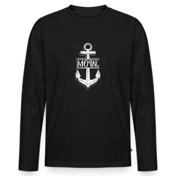 Moin Anker Retro - Männer Premium Bio Langarmshirt - Schwarz - Vorne - Nico (187cm)