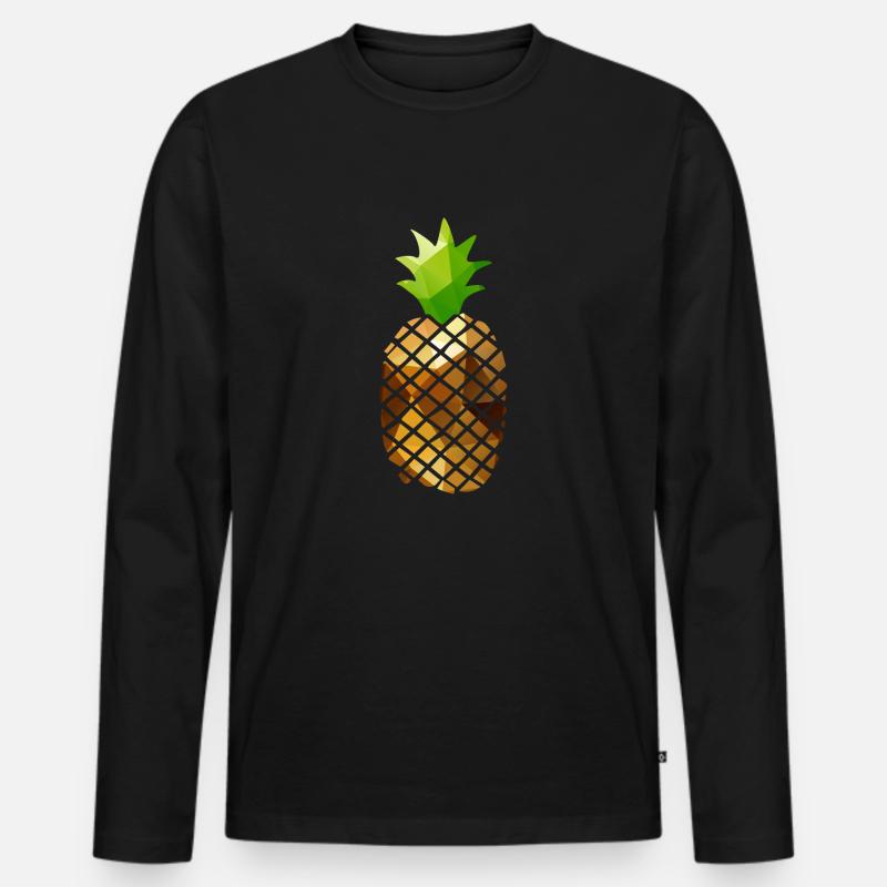 Pineapple (Low Poly) - Männer Premium Bio Langarmshirt - Schwarz