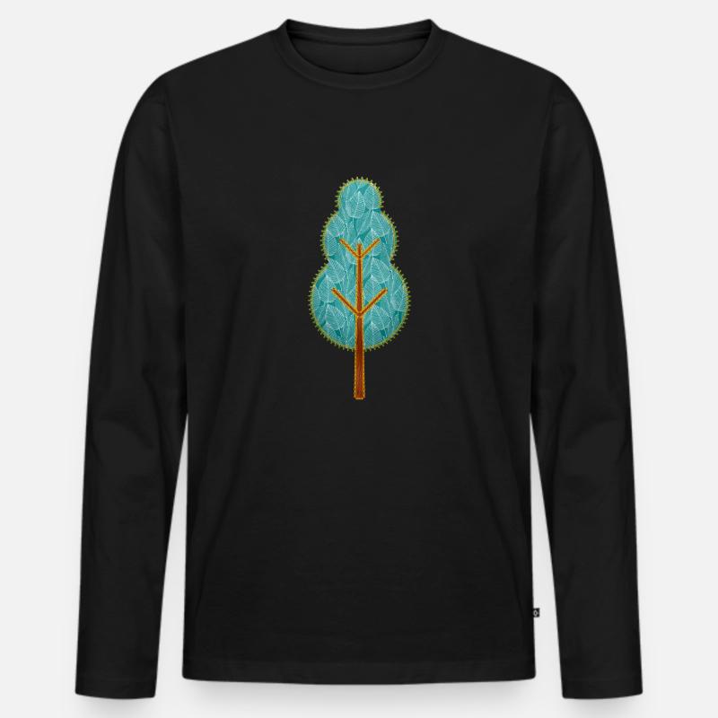 Baum - Männer Premium Bio Langarmshirt - Schwarz