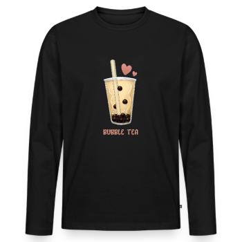 Bubble Tea - Men's Premium Organic Long Sleeve Shirt - black - Front - Nico (187cm)
