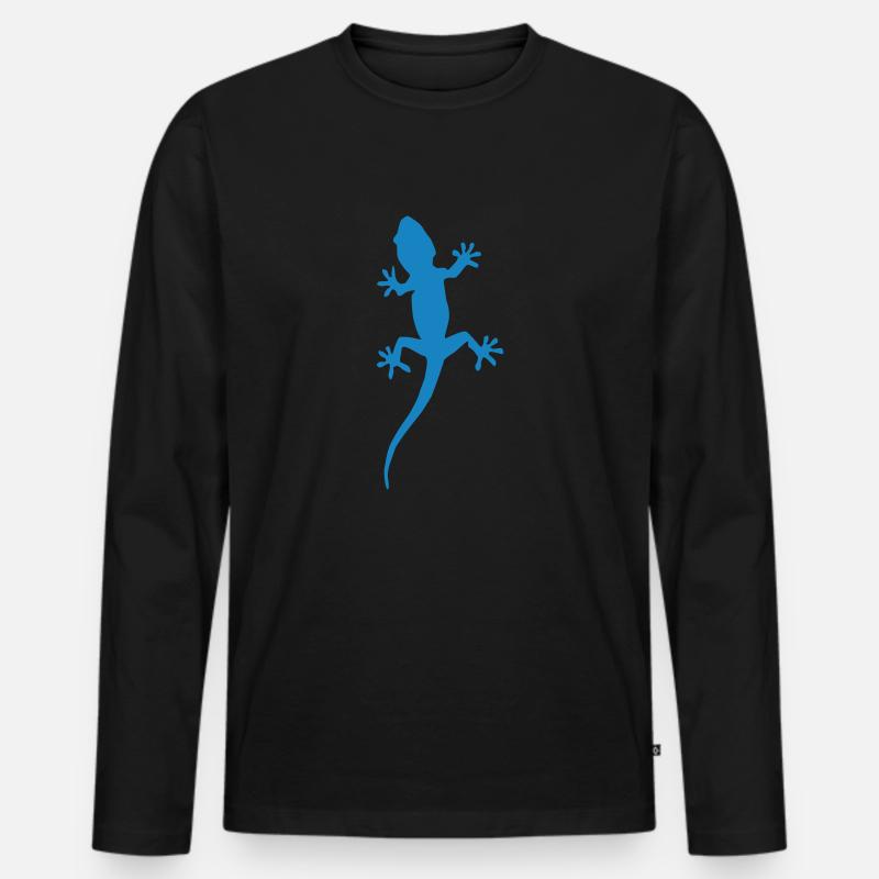 gecko 01 - Männer Premium Bio Langarmshirt - Schwarz