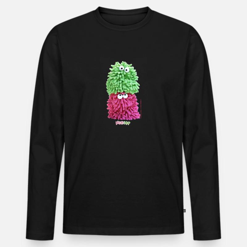 WischMop gestapelt - Männer Premium Bio Langarmshirt - Schwarz