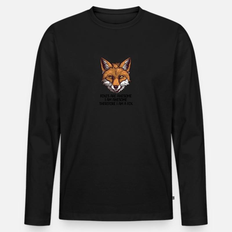Fox Lover Foxes Are Awesome - Männer Premium Bio Langarmshirt - Schwarz