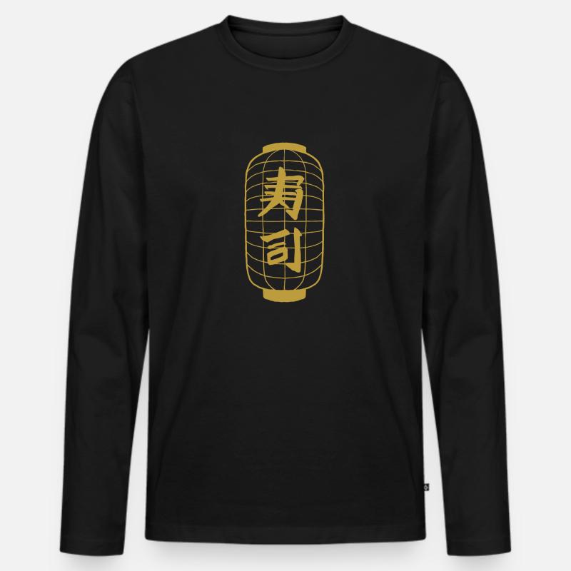 Laterne japanisch - Männer Premium Bio Langarmshirt - Schwarz