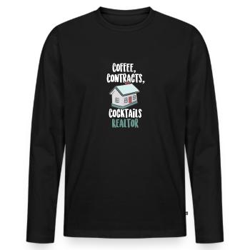 Kaffee Verträge Cocktails Immobilienmakler - Männer Premium Bio Langarmshirt - Schwarz - Vorne - Nico (187cm)