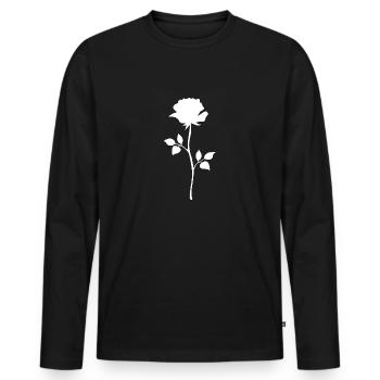 rose - Men's Premium Organic Long Sleeve Shirt - black - Front - Nico (187cm)
