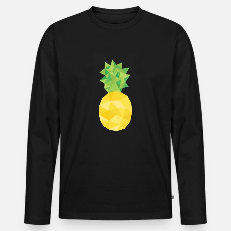 Ananas - Männer Premium Bio Langarmshirt - Schwarz