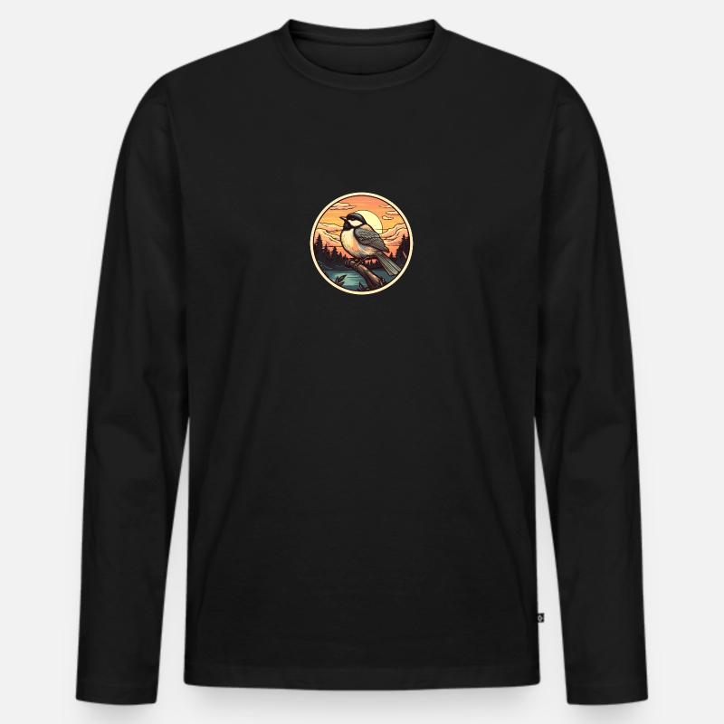 Meise - Männer Premium Bio Langarmshirt - Schwarz