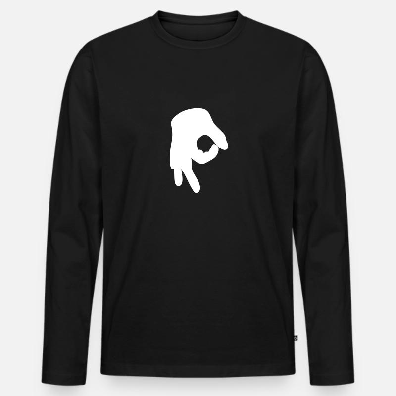 Reingelegt (Handzeichen) - Männer Premium Bio Langarmshirt - Schwarz