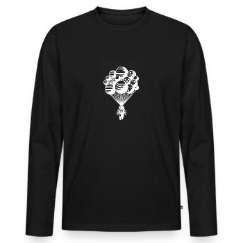 Astronaute dans le cosmos avec des planètes flottantes - T-shirt manches longues Premium bio Homme - noir - Devant - Nico (187cm)