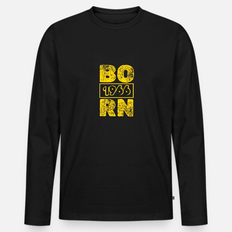 Born 1966 - Männer Premium Bio Langarmshirt - Schwarz