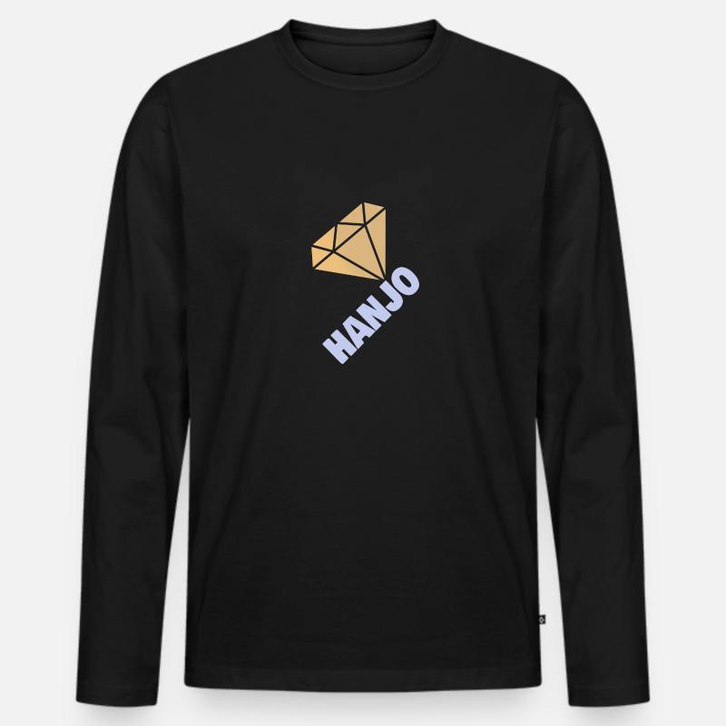 Hanjo - Männer Premium Bio Langarmshirt - Schwarz